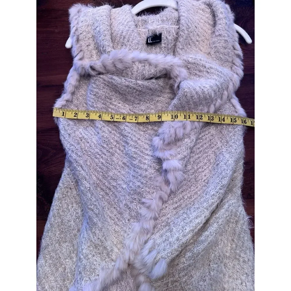 Love Token - Genuine Rabbit Fur Trim Vest - Size Small -beige - MSRP $169